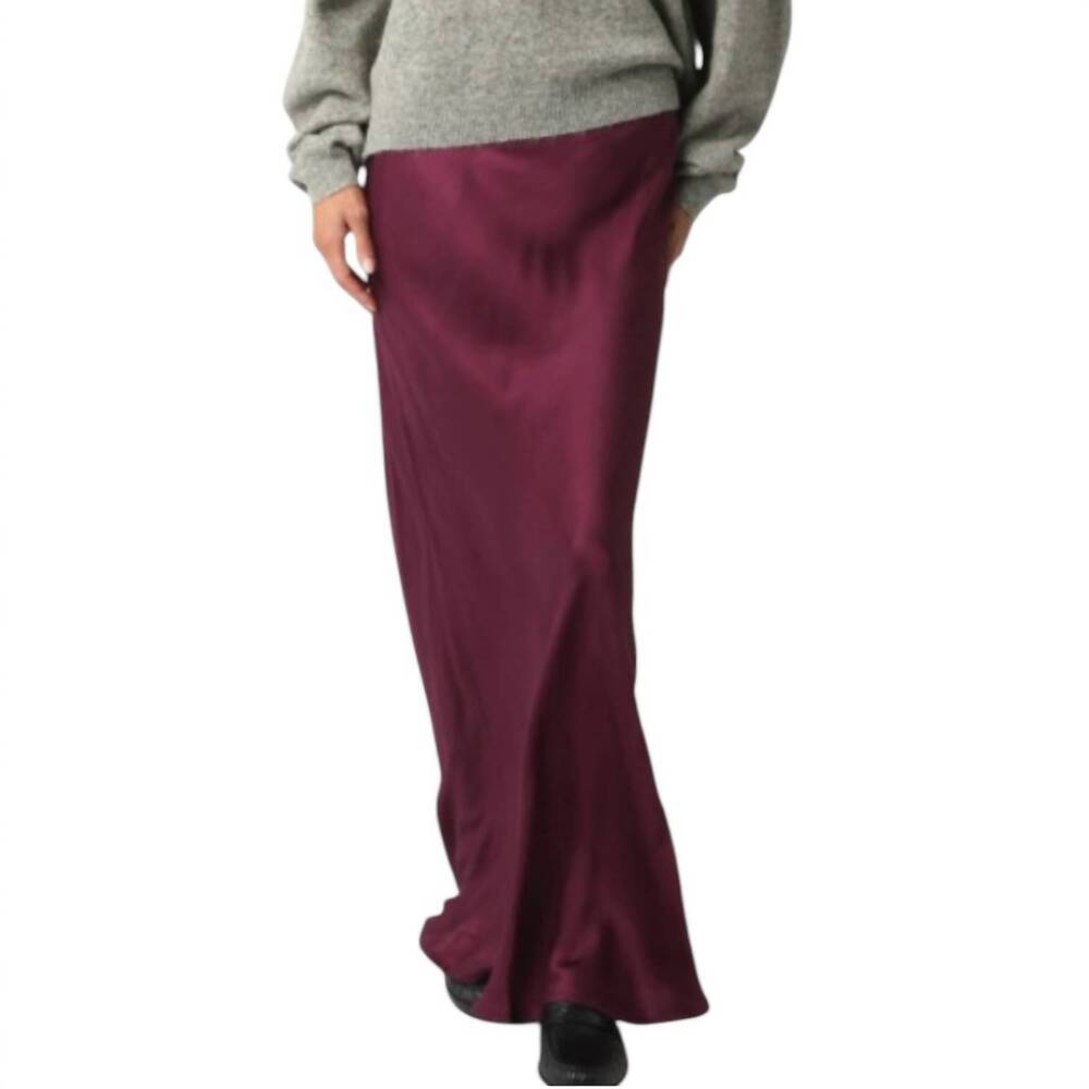 NEW OLIVACEOUS kaiya satin maxi skirt in deep purple